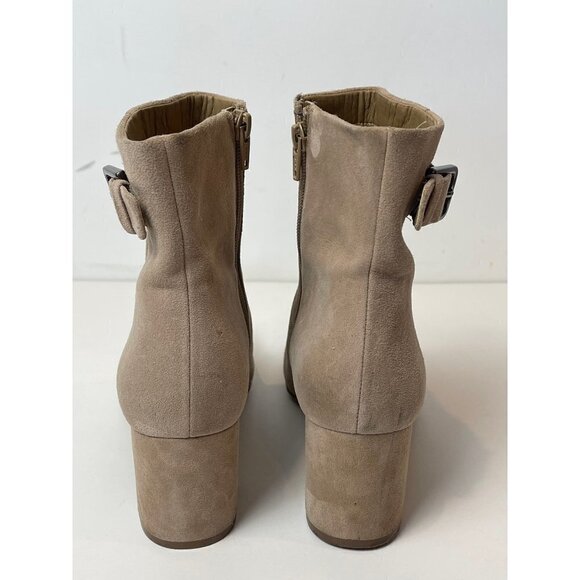 Naturalizer Tan Oatmeal Suede Leather Willette Side Zip Buckle Ankle Bootie 9.5 - Picture 9 of 14